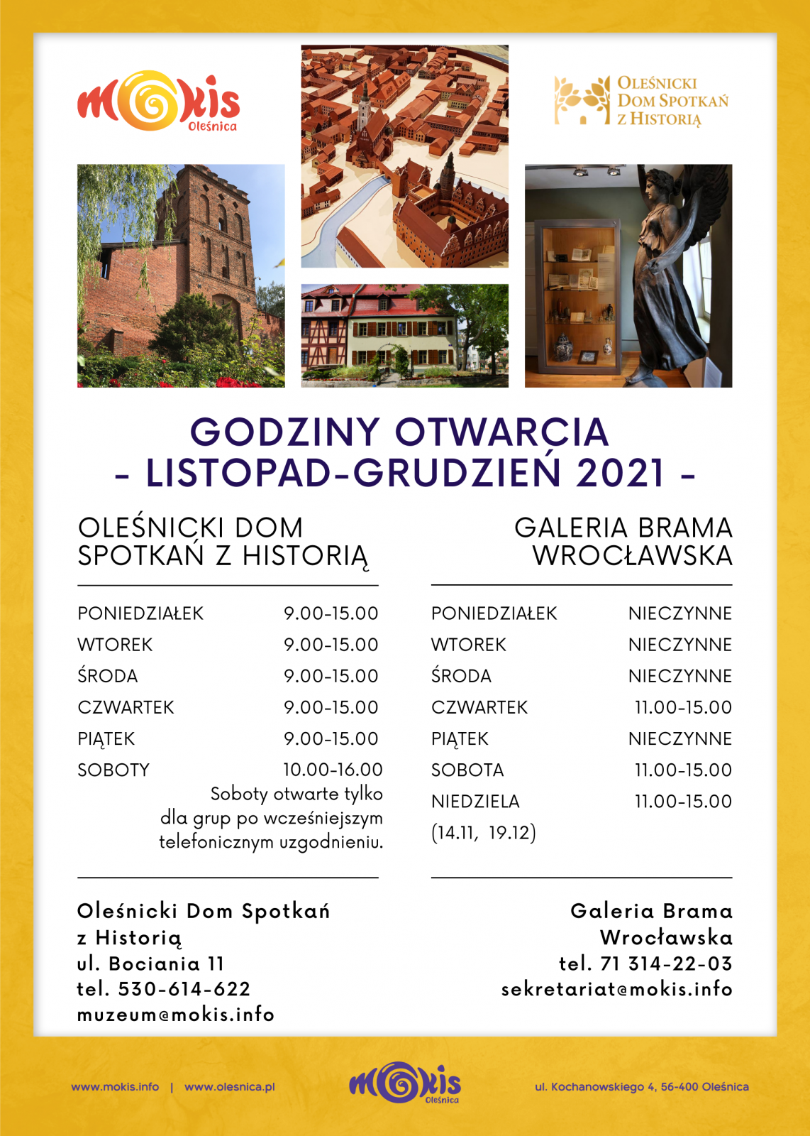 plakat godziny listopad-grudzień