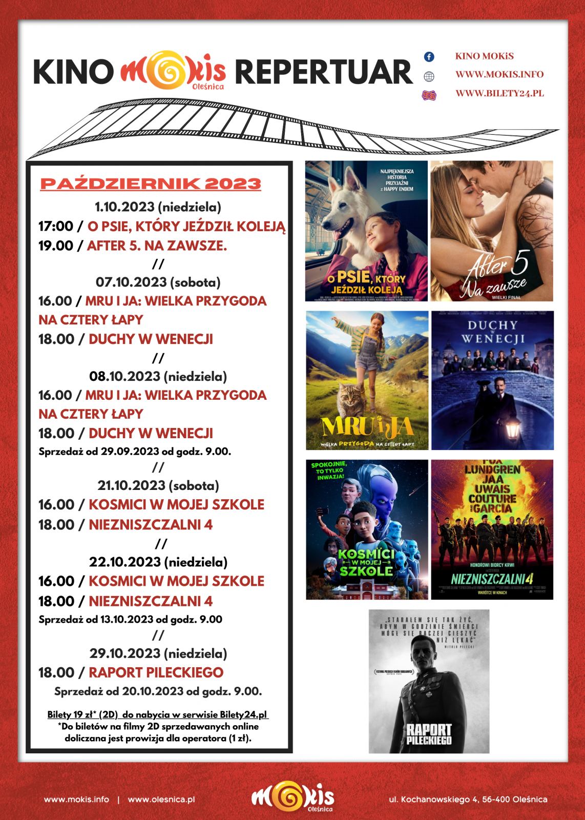 plakat Kino Mokis repertuar październik