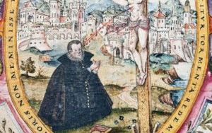 Rycina z „Leksykonu grecko-łacińskiego” (Bazylea, 1584) z Biblioteki Łańcuchowej. Właścicielem tego egzemplarza był Johannes Lyra, „student sztuk wyzwolonych, który 11. dnia miesiąca grudnia roku [15]92 (…) spokojnie zasnął w Chrystusie”.